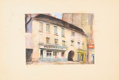 Monique JORGENSEN (1906-?). 
Pharmacy. 
Watercolor...