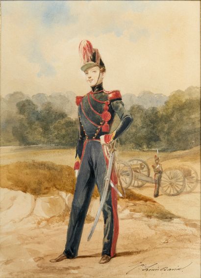 Jean-Louis DAVID (1792-1868).
Officer.
Watercolor...