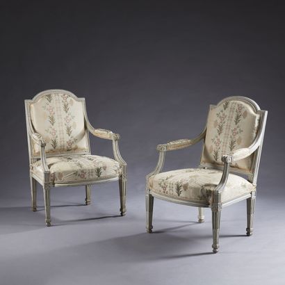 Paire de fauteuils à dossier à la reine en...