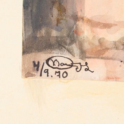 Monique JORGENSEN (1906-?). 
Pharmacy. 
Watercolor...