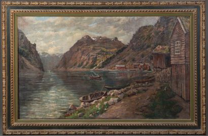 Adelsteen NORMANN (1848-1918).
Fjord in summer.
Oil...