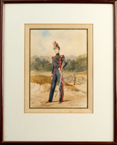 Jean-Louis DAVID (1792-1868).
Officer.
Watercolor...