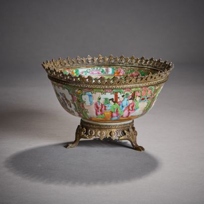 CHINA.

Canton porcelain bowl with polychrome...