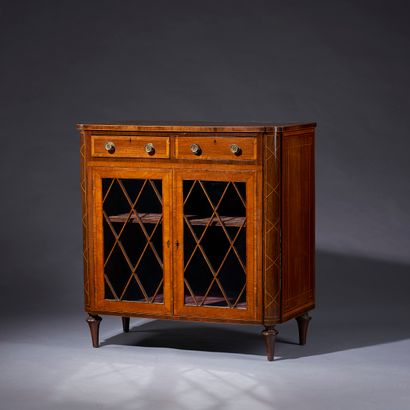 Petit meuble vitrine en placage d'acajou...