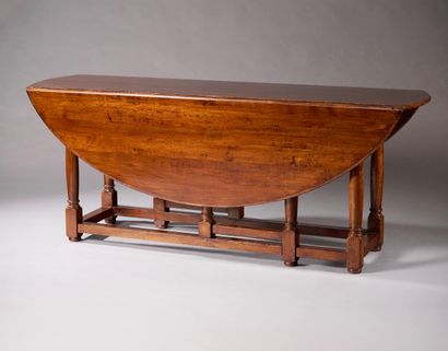 Grande table de salle à manger ovale à volets,...