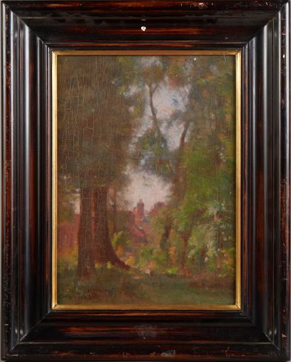 C. MORAND (?).
Village seen through an undergrowth.
Oil...
