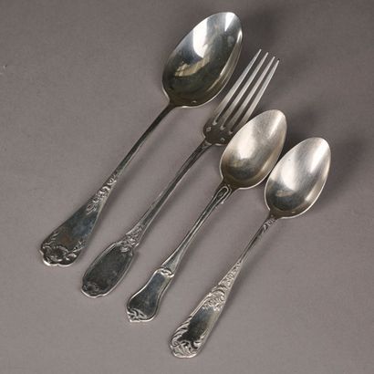 Small set of mismatched silver flatware comprising...