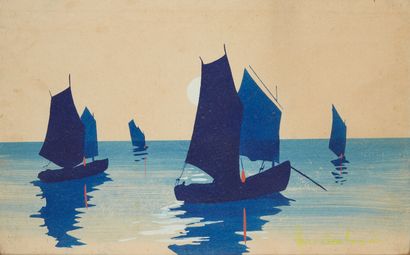 Marcel GAILLARD (1886-1947).
Rigging at dusk;...