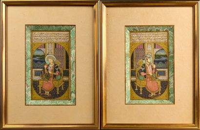 Set of two Indian paintings depicting portraits...