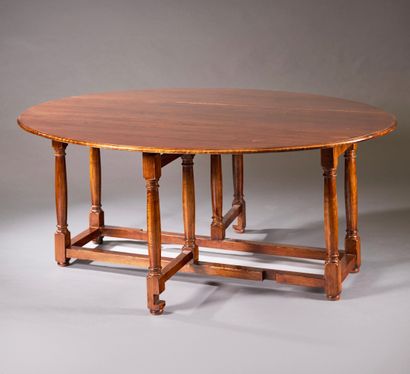 Grande table de salle à manger ovale à volets,...