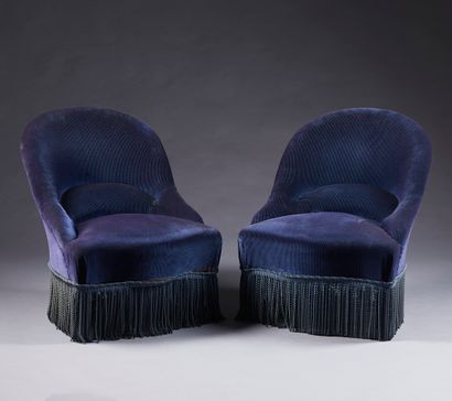 Pair of toadstools entirely upholstered in...