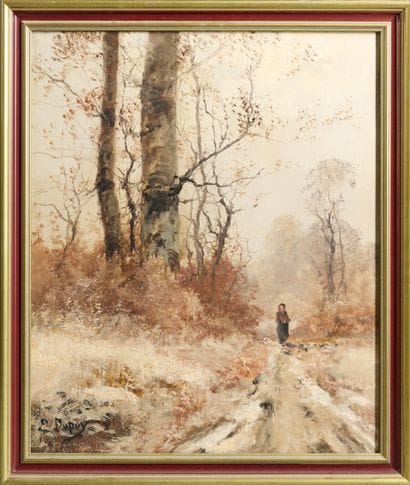 C. DUPUY (20th century).
Woman on a snow-covered...