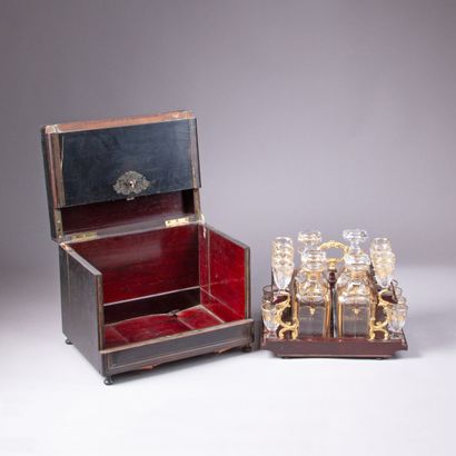 Liqueur cellar in blackened wood and veneer...