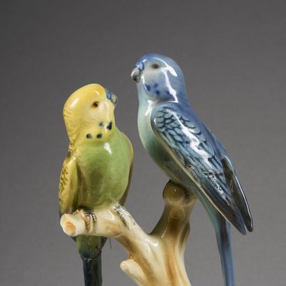Thirteen birds or groups of birds in enameled...