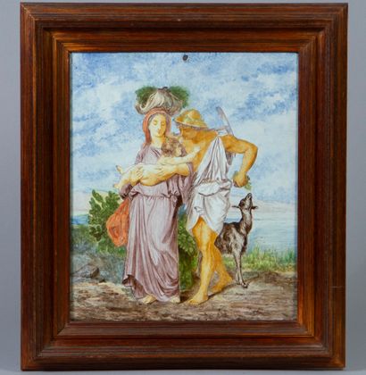 CASTELLI. 
Shepherd, woman and child.
Polychrome...