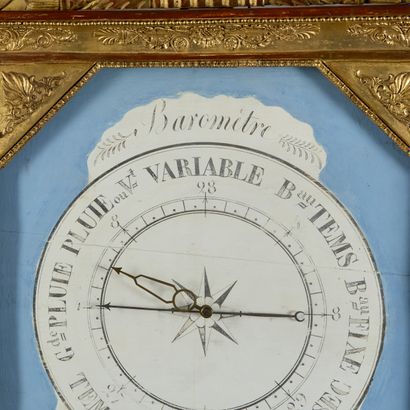TORICELLI barometer. 
The gilded wood frame...