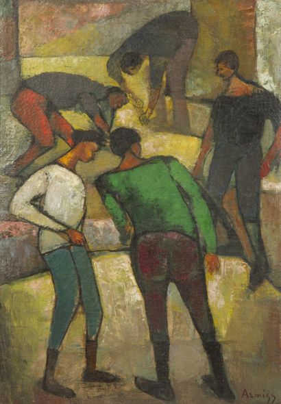 Paul ARMISS (1866-1946). 

La ronde. 

Huile...