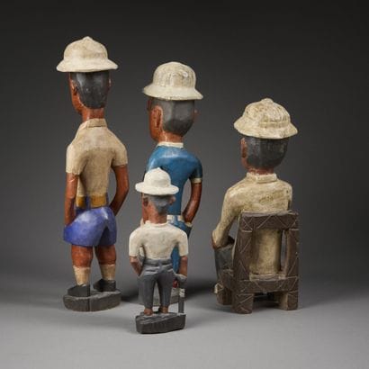 Four polychrome lacquered wood sculptures...