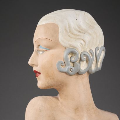 Advertising bust in painted plaster 