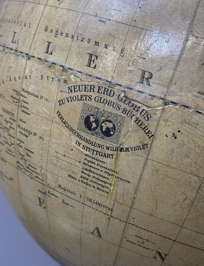 NEUER ERD GLOBUS.

Lithographed globe (restorations).

Stained...