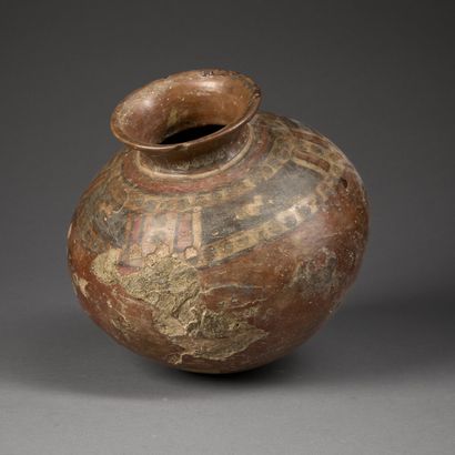 Small ball vase with narrow neck in terracotta...