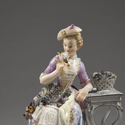 MEISSEN.
Polychrome porcelain subject depicting...
