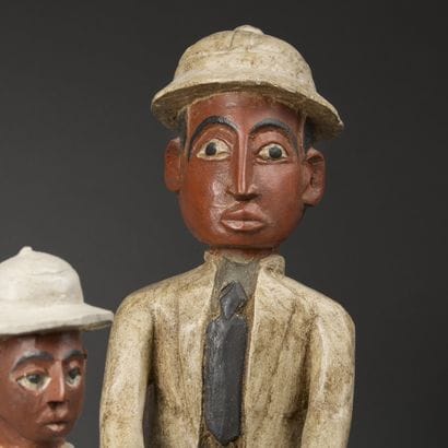 Four polychrome lacquered wood sculptures...