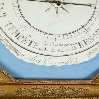 TORICELLI barometer. 
The gilded wood frame...
