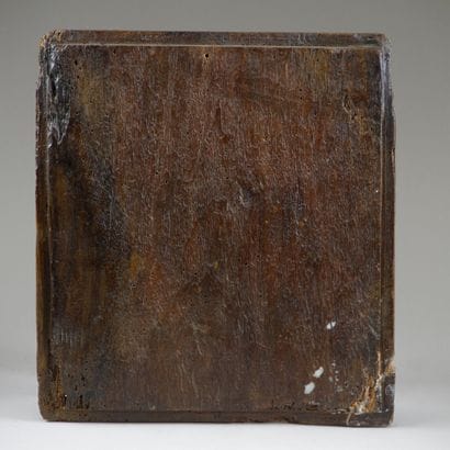 Oak panel, molded and carved with a polychrome...