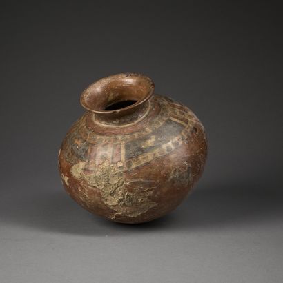 Small ball vase with narrow neck in terracotta...
