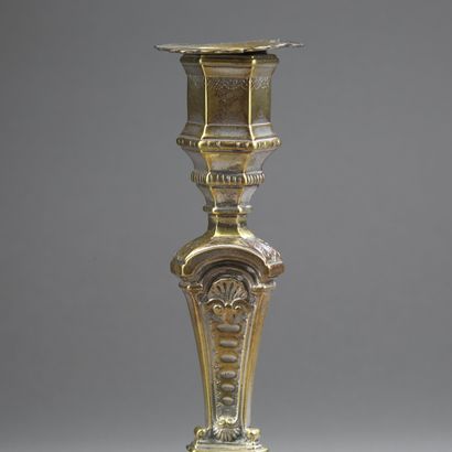 Two silver-plated bronze torches (one unsilvered,...