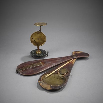 Set of 19th century scientific tools including...