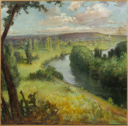 Manuel MATOSES (1863-1956). 
Paysage en bord...