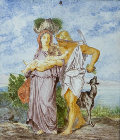 CASTELLI. 
Shepherd, woman and child.
Polychrome...