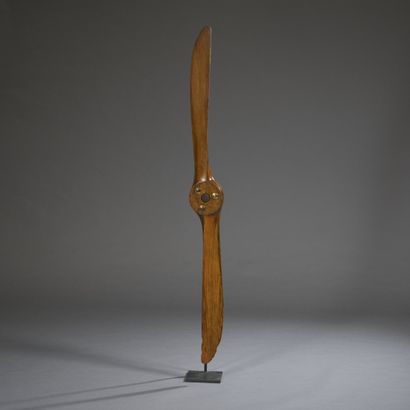 Varnished wooden aircraft propeller. 
Double...