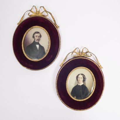 Léon BRZEZINSKI (1809-1865).
Pair of oval-shaped...