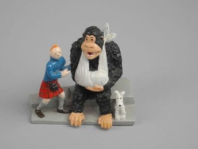 HERGE, L'Ile Noire. Tintin, Milou et le gorille....