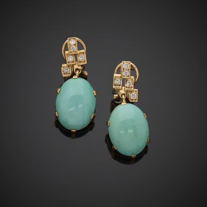 Paire de pendants d'oreille en or jaune 750...
