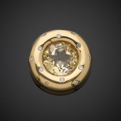 Pendentif circulaire en or jaune 750 millièmes,...