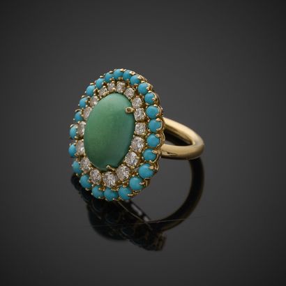 Bague en or jaune 750 millièmes, sertie d'un...