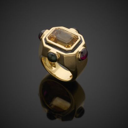 Bague en or jaune 750 millièmes, sertie d'une...