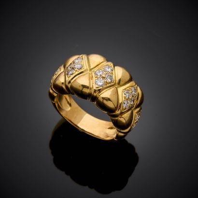 Band ring in 750 thousandths yellow gold,...