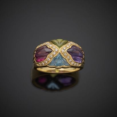 Bague bandeau en or jaune 750 millièmes,...