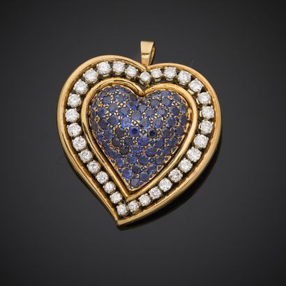 Pendant brooch in yellow and white gold 750...
