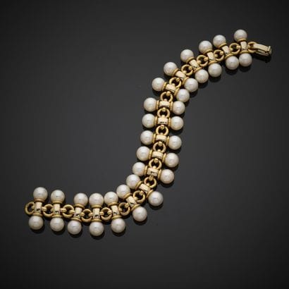 Bracelet en or jaune et gris 750 millièmes,...