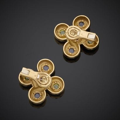 Paire de clips d'oreille en or jaune 750...