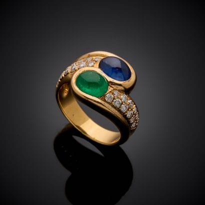 Bague Toi et Moi en or jaune 750 millièmes,...