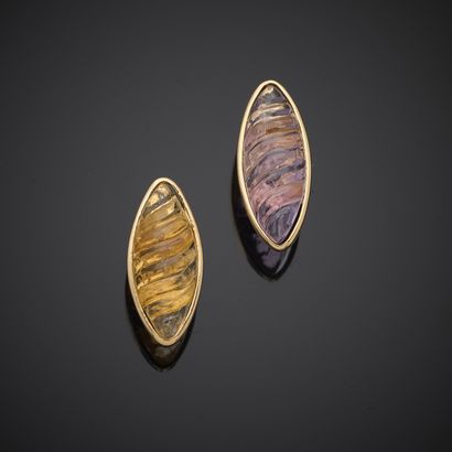 Paire de boutons d'oreille en or jaune 750...