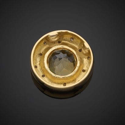 Pendentif circulaire en or jaune 750 millièmes,...