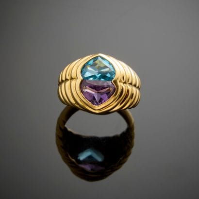 Bague en or jaune 750 millièmes, sertie d'une...